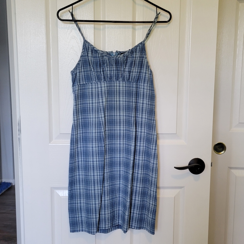 Xhileration semi-Fitted Sundress Blue plaid - Smal